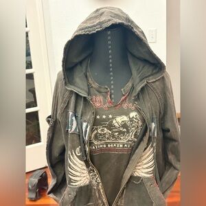 2 PIECE BIKER VINTAGE Y2K TANK AND HOODIE NORDSTROM LAS VEGAS SEE PICS DETAILS